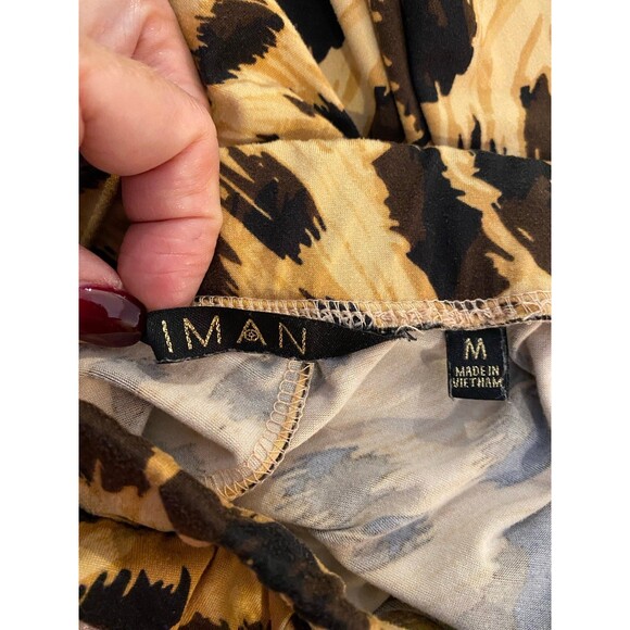 Iman Cheetah Animal Print Size Medium Pajama Pants w/ Pockets Elastic Waist - Picture 5 of 9